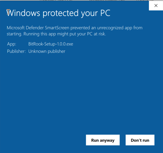 Windows SmartScreen Notification